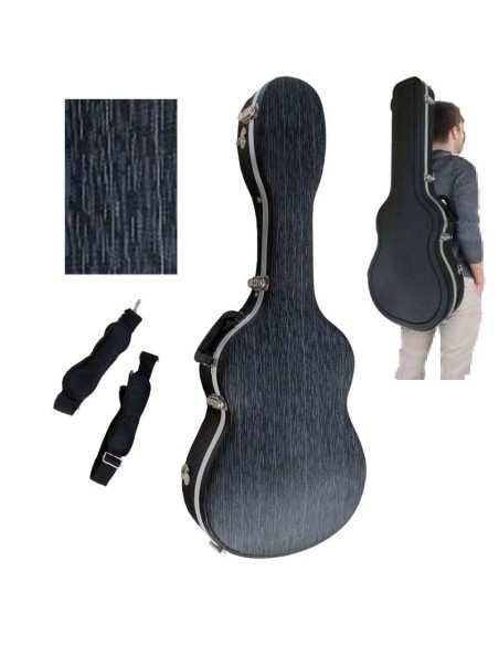 Estuche guitarra clásica ABS negro veteado