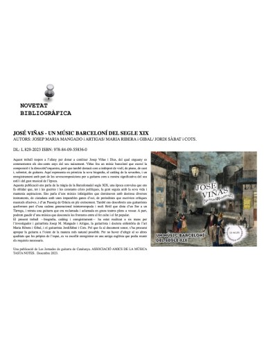 José Viñas. Un músic barceloní del segle XIX.