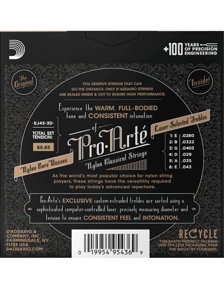 D'Addario Pro Arte EJ45-3D - 3 Sets - Media