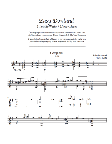 Easy Dowland. 21 easy pieces.