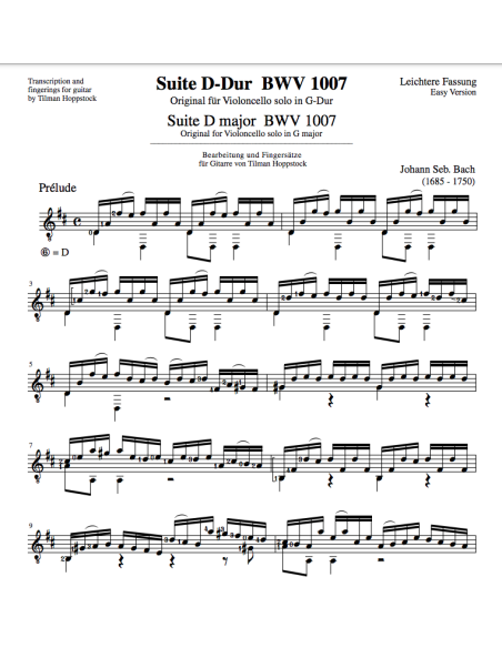 Suite nr. 1 D major BWV 1007